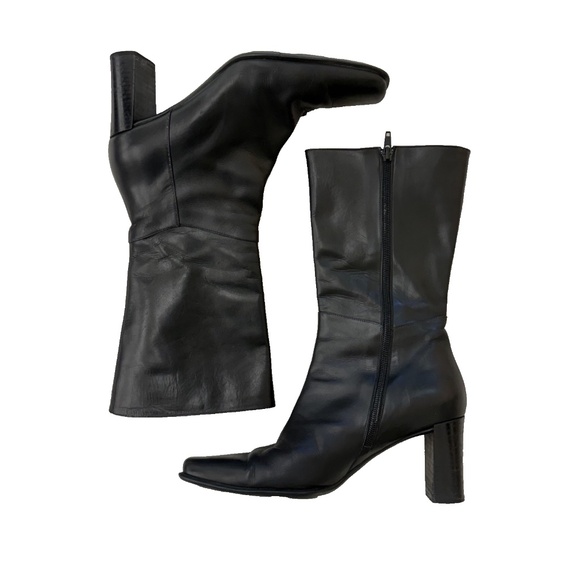 2YK Via Spiga Black Leather Boots Size 9 - Made in Italy - Picture 1 of 4